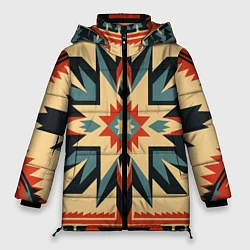 Куртка зимняя женская Орнамент в стиле американских индейцев, цвет: 3D-черный