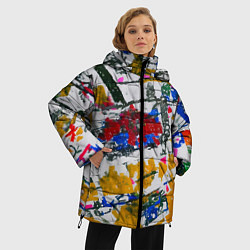 Куртка зимняя женская Абстракция дорога, цвет: 3D-черный — фото 2