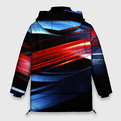 Женская зимняя куртка Синяя и красная абстракция / 3D-Светло-серый – фото 2