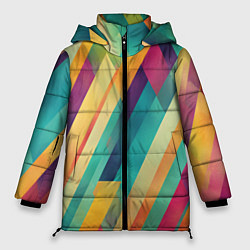 Женская зимняя куртка Цветные диагональные полосы