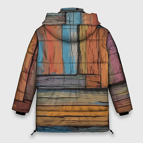 Женская зимняя куртка Акварельные доски / 3D-Красный – фото 2