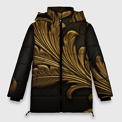 Женская зимняя куртка Золотые узоры листья объемные