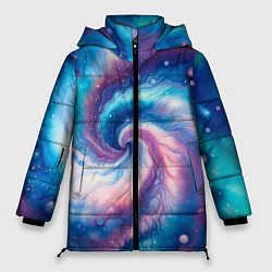 Куртка зимняя женская Галактический тай-дай, цвет: 3D-черный