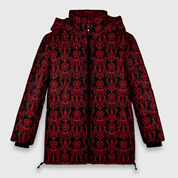 Куртка зимняя женская Чёрно-красный узоры, цвет: 3D-черный