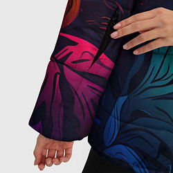 Куртка зимняя женская Яркие абстрактные листья, цвет: 3D-светло-серый — фото 2
