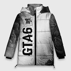 Куртка зимняя женская GTA6 glitch на светлом фоне по-вертикали, цвет: 3D-черный