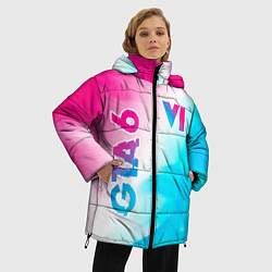Куртка зимняя женская GTA 6 neon gradient style вертикально, цвет: 3D-черный — фото 2