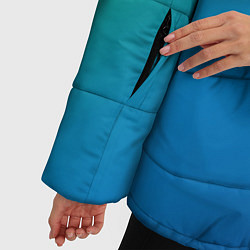 Куртка зимняя женская Зеленый и синий диагональный градиент, цвет: 3D-красный — фото 2