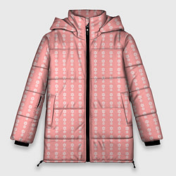 Женская зимняя куртка Бледно-розовый полосы с цветочками
