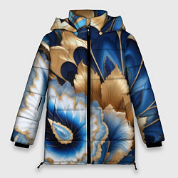 Куртка зимняя женская Королевский синий с золотом, цвет: 3D-красный