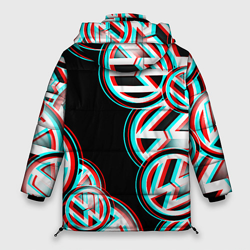 Женская зимняя куртка Volkswagen glitch pattern / 3D-Черный – фото 2