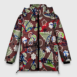 Куртка зимняя женская Ёлочные игрушки, цвет: 3D-светло-серый