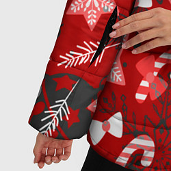 Куртка зимняя женская Рождественские паттерны, цвет: 3D-красный — фото 2