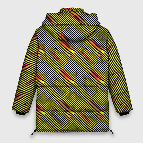 Женская зимняя куртка Жёлтые и чёрные линии / 3D-Красный – фото 2