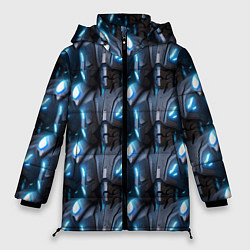 Куртка зимняя женская Кибернетическая броня синяя, цвет: 3D-красный