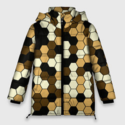 Женская зимняя куртка Камуфляж гексагон коричневый