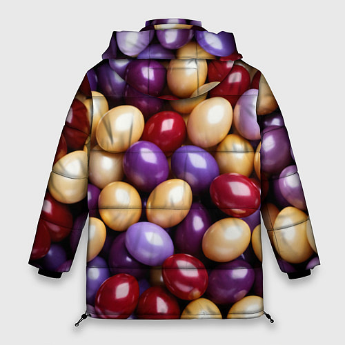 Женская зимняя куртка Красные и фиолетовые пасхальные яйца / 3D-Черный – фото 2