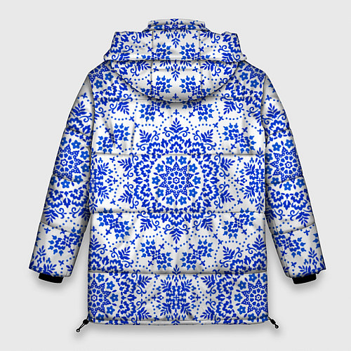Женская зимняя куртка Славянский узор в стилистике гжель / 3D-Светло-серый – фото 2