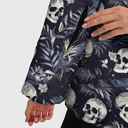 Куртка зимняя женская Черепа и ветви пальмы, цвет: 3D-светло-серый — фото 2