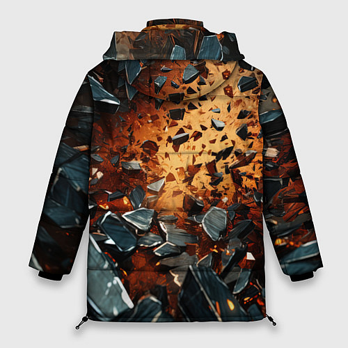 Женская зимняя куртка Летящие камни и взрыв / 3D-Черный – фото 2