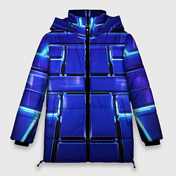 Куртка зимняя женская Синие плиты с неоном, цвет: 3D-черный