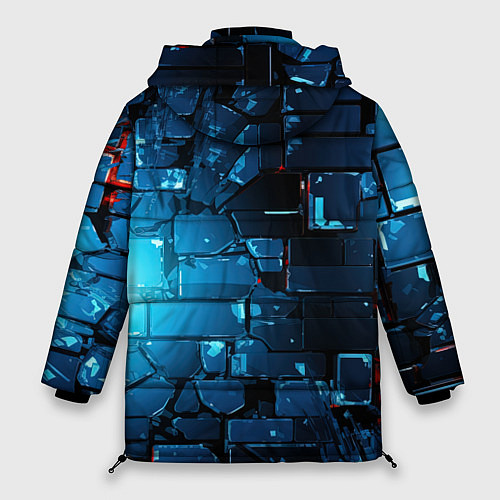 Женская зимняя куртка Синие абстрактные плиты / 3D-Черный – фото 2