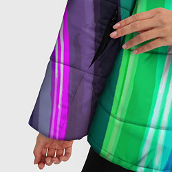 Куртка зимняя женская Абстрактные цветные полосы - композиция, цвет: 3D-черный — фото 2