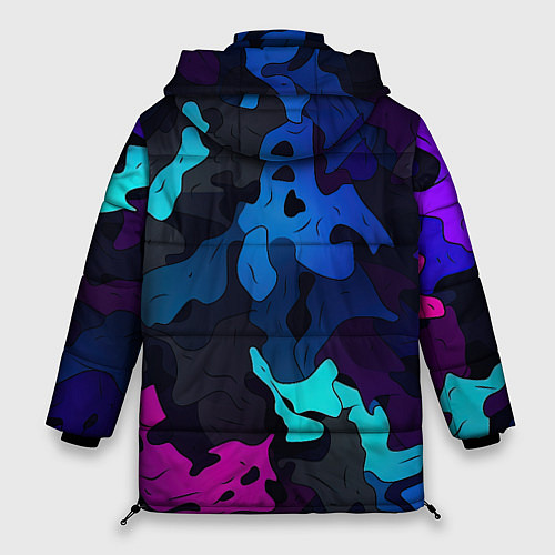 Женская зимняя куртка Абстрактный камуфляж в кислотных абстрактных пятна / 3D-Светло-серый – фото 2