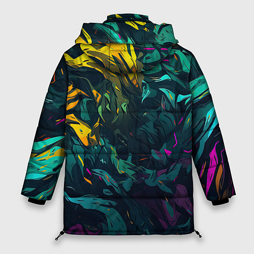 Женская зимняя куртка Абстрактный камуфляж в кислотных абстрактных пятна / 3D-Черный – фото 2
