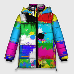 Куртка зимняя женская Абстракция - пэчворк, цвет: 3D-черный