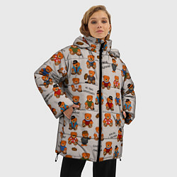 Куртка зимняя женская Персонажи слово пацана - мишки, цвет: 3D-светло-серый — фото 2