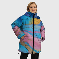 Куртка зимняя женская Жидкая синяя и розовая краска, цвет: 3D-светло-серый — фото 2