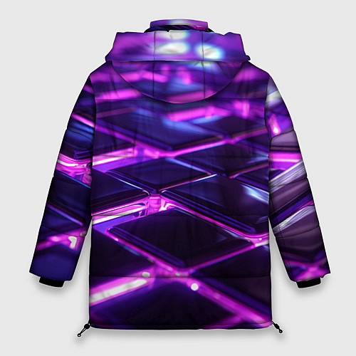 Женская зимняя куртка Фиолетовая неоновая плитка / 3D-Черный – фото 2
