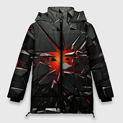 Куртка зимняя женская Взрыв и черные камни, цвет: 3D-красный