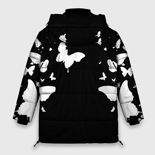 Женская зимняя куртка Ведьмак белые бабочки цирилла / 3D-Светло-серый – фото 2