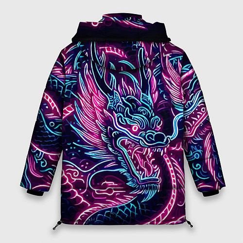 Женская зимняя куртка Neon Japanese dragon - irezumi / 3D-Черный – фото 2