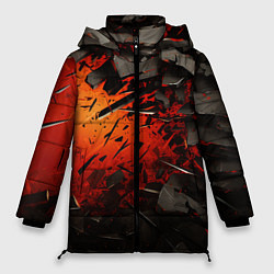 Куртка зимняя женская Черные камни на красном взрыв, цвет: 3D-светло-серый