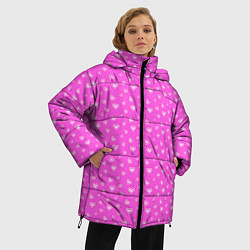Куртка зимняя женская Розовый маленькие сердечки, цвет: 3D-черный — фото 2