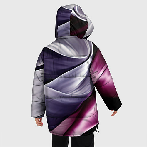 Женская зимняя куртка Абстрактные волнистые полосы / 3D-Светло-серый – фото 4