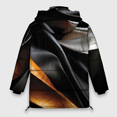 Женская зимняя куртка Черная и оранжевая материя / 3D-Красный – фото 2