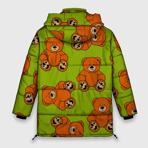 Женская зимняя куртка Плюшевые мишки на зеленом фоне / 3D-Красный – фото 2