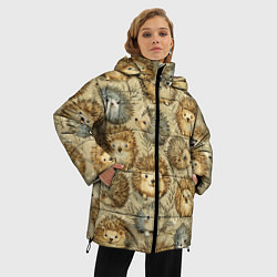 Куртка зимняя женская Паттерн лесной ежик, цвет: 3D-светло-серый — фото 2
