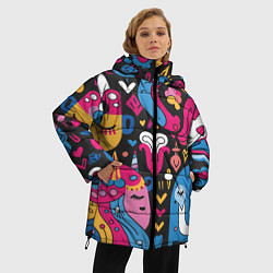 Куртка зимняя женская Абстрактные единороги, цвет: 3D-светло-серый — фото 2