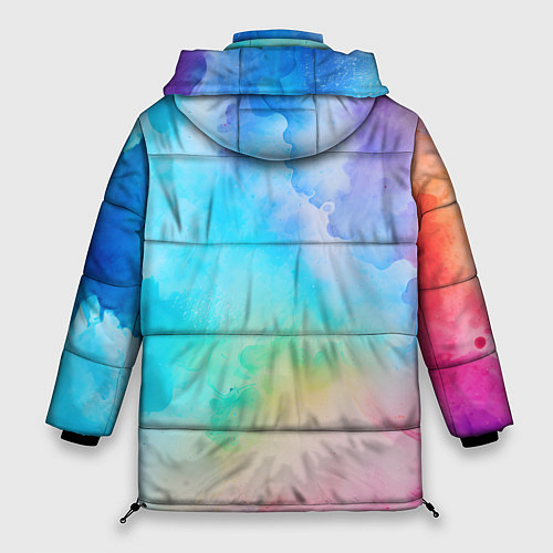 Женская зимняя куртка Цветные разводы акварели / 3D-Светло-серый – фото 2