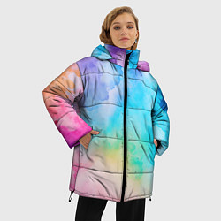 Куртка зимняя женская Цветные разводы акварели, цвет: 3D-светло-серый — фото 2