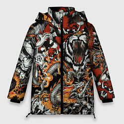 Женская зимняя куртка Самурай дракон и тигр