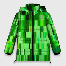 Куртка зимняя женская Зелёный глитч, цвет: 3D-черный