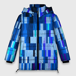 Куртка зимняя женская Синий глитч, цвет: 3D-светло-серый