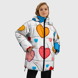 Куртка зимняя женская Сердца сердечки, цвет: 3D-красный — фото 2