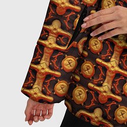 Куртка зимняя женская Оранжевый деревянный абстрактный паттерн, цвет: 3D-светло-серый — фото 2
